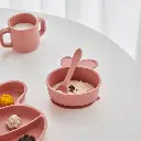 Bát Ăn Dặm Silicone AttiRabbit Hình Thỏ hồng 02.webp