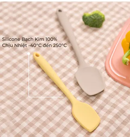 Dụng Cụ Nấu Ăn Dặm Cho Bé Thìa (Phới) Dẹt Spatula Platinum Silicone Cao Cấp Firgi Hàn Quốc