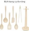 Bộ 6 Dụng Cụ Silicone Nấu Đồ Ăn Dặm Cho Bé Le Made Chịu Nhiệt Cao (Kèm Giá Treo Xoay 360 Độ)