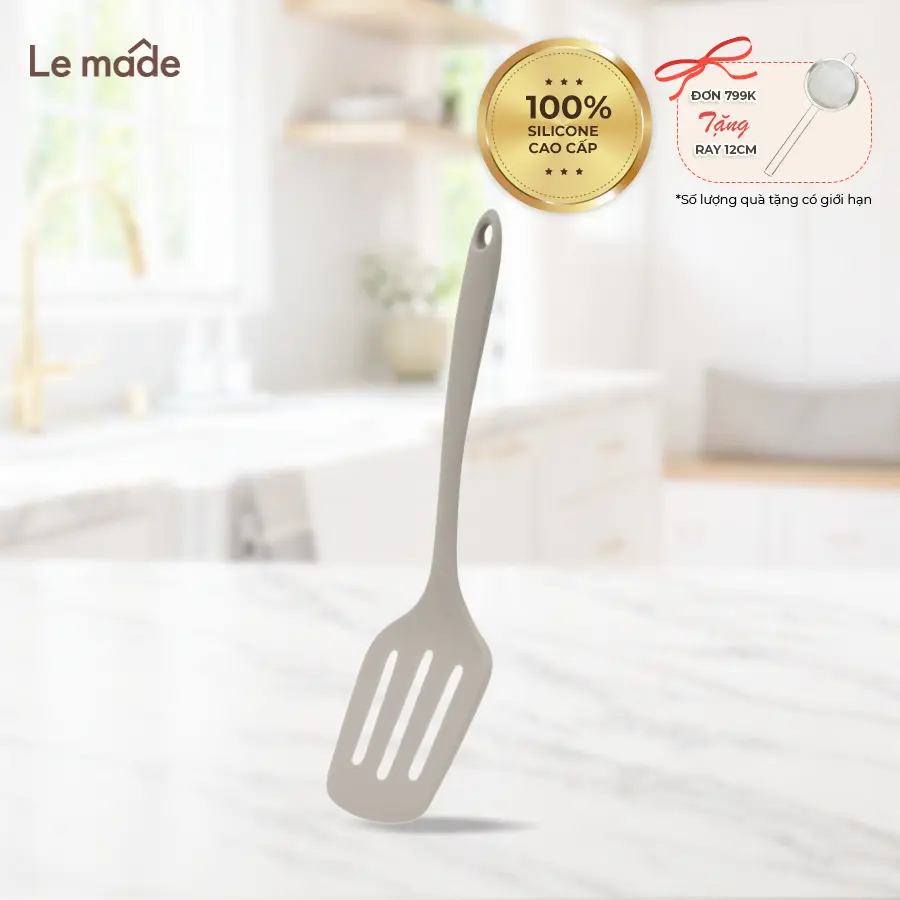 Xẻng Xào Nấu, Xẻng Lật Thức Ăn Silicone Nguyên Khối Le Made Hàn Quốc Cao Cấp