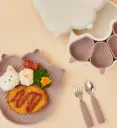 Dĩa Ăn Dặm Hình Mèo Platinum Silicone Firgi Hàn Quốc Cao Cấp 2 Trong 1 Tiện Lợi