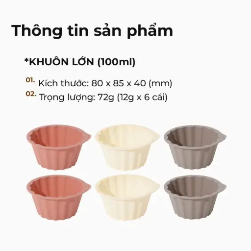 [SAAL04U0001] Bộ 6 Khuôn Silicone Platinum AttiRabbit Hàn Quốc Làm Bánh Muffin, Cupcake, Đồ Ăn Dặm Cho Bé