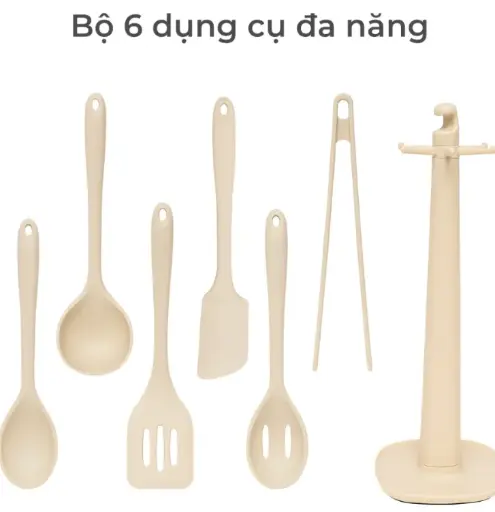 [SALM07U0013] Bộ 6 Dụng Cụ Silicone Nấu Đồ Ăn Dặm Cho Bé Le Made Chịu Nhiệt Cao (Kèm Giá Treo Xoay 360 Độ)